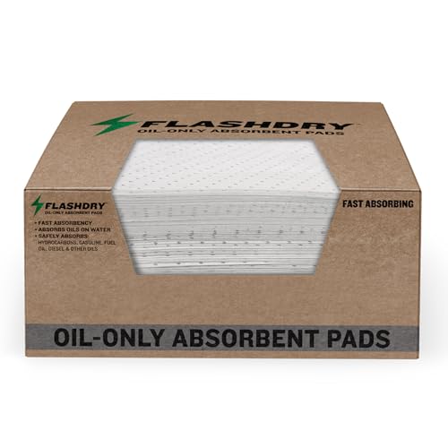 Earthsafe FlashDry Oil Absorbent Pads – High Absorbency of Oil-Based Liquids, Water-Repellent, Tear-Resistant, Premium Mats, Ideal for Garage, Driveway, Automotive, Marine Use, 17.5” x 13.5”, 100-Count Box - Image 1