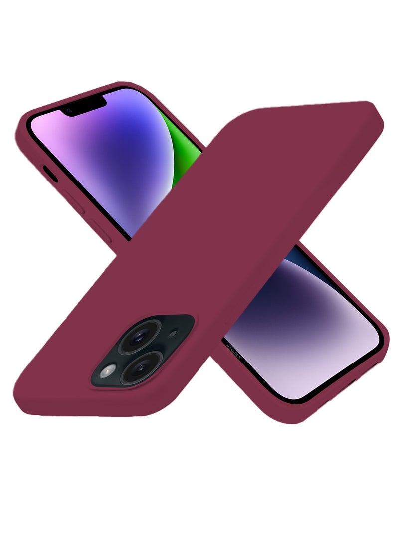 CATANES Silicone Case Cover for Apple iPhone 14 Plus, Slim Protective Cover with Microfiber Lining, Drop Protection - Cherry - Image 3