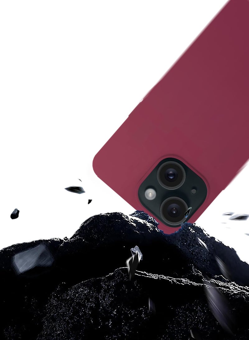 CATANES Silicone Case Cover for Apple iPhone 14 Plus, Slim Protective Cover with Microfiber Lining, Drop Protection - Cherry - Image 5