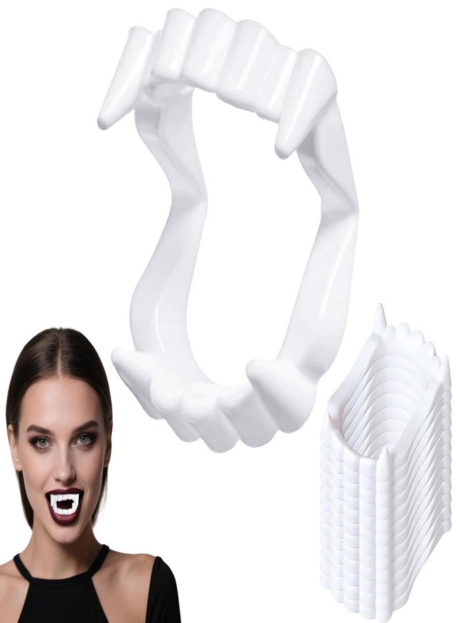 GRITOSE 12 Pcs Halloween White Teeth Fangs Vampire Teeth Funny Cosplay Plastic Decor, Party Gift for Women Men Food Accessories - Image 1