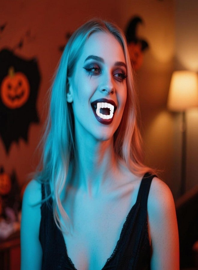 GRITOSE 12 Pcs Halloween White Teeth Fangs Vampire Teeth Funny Cosplay Plastic Decor, Party Gift for Women Men Food Accessories - Image 4