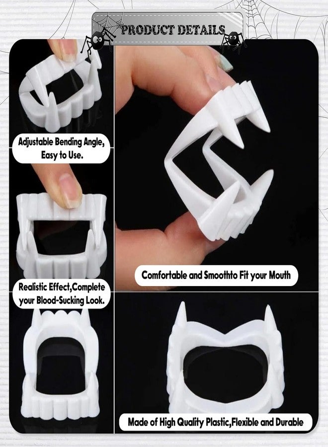 GRITOSE 12 Pcs Halloween White Teeth Fangs Vampire Teeth Funny Cosplay Plastic Decor, Party Gift for Women Men Food Accessories - Image 3