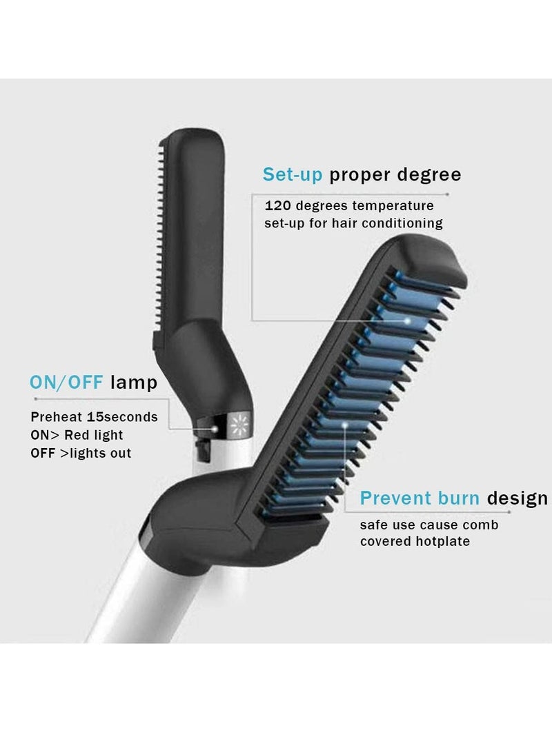 إكسفور ربط اللحية للرجال ، فرشاة الشعر المستقيم ، فرشاة اللحية المستقيمة ، التدفئة السريعة لمكافحة الحروق الأيونية متعددة الوظائف أدوات تصفيف الشعر المستقيم - Image 3
