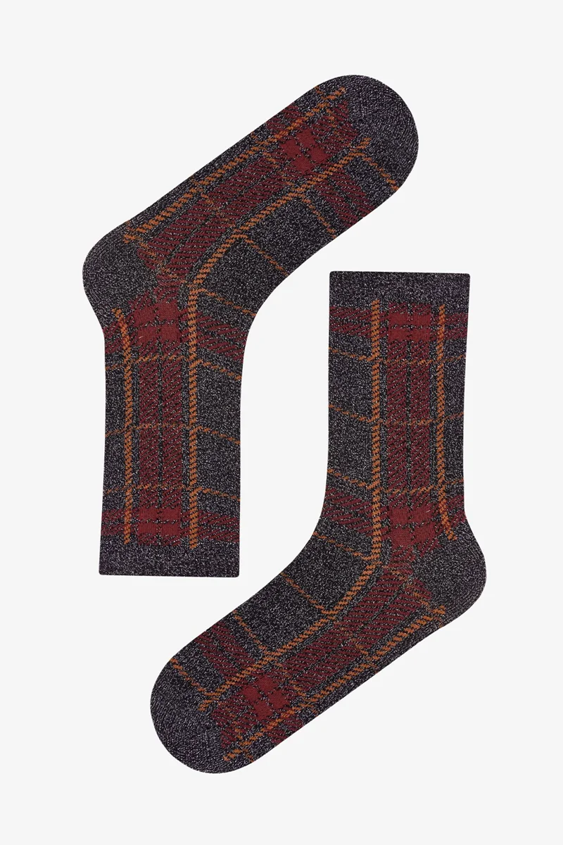 Penti PENTI Vintage Lace Striped Cotton Pair Crew Socks