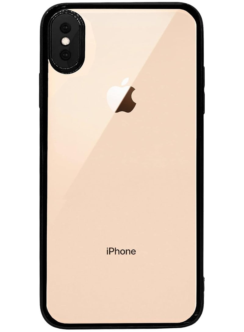 Transparent Back Case with Colored Frame Compatible with iPhone XS Max 6.5 inch - Black Silicone - Image 1