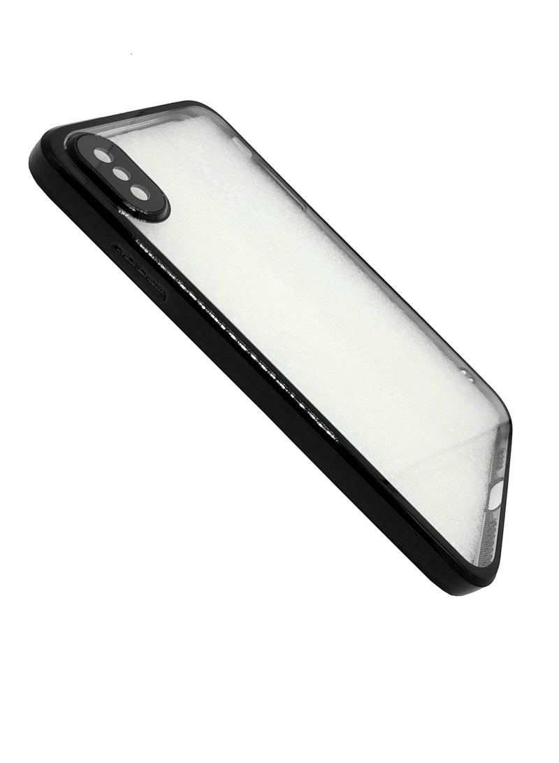 Transparent Back Case with Colored Frame Compatible with iPhone XS Max 6.5 inch - Black Silicone - Image 2