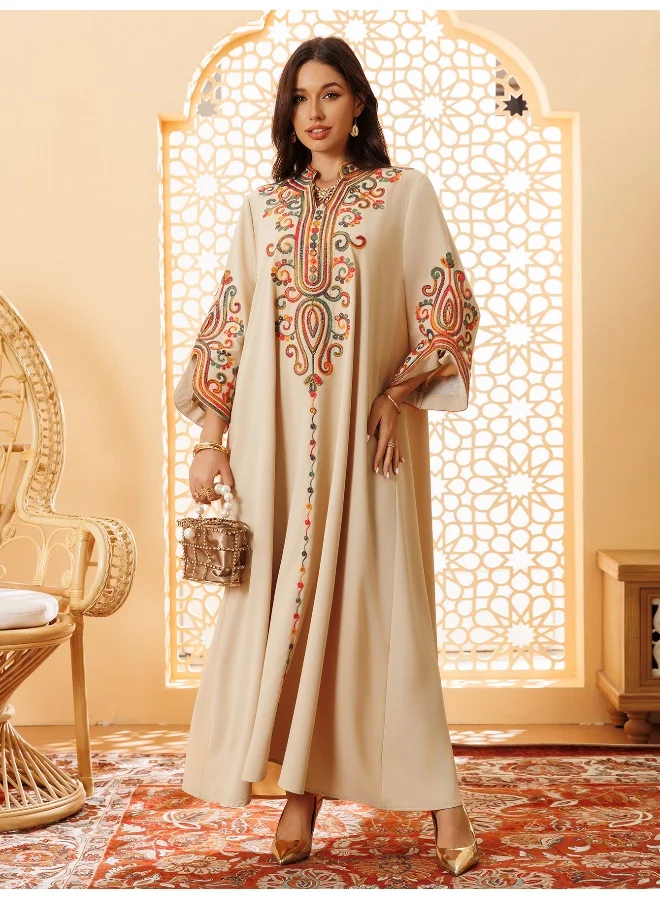 Madam Uniq Women's Long-Sleeve Embroidered Rope Dress Maxi Gown