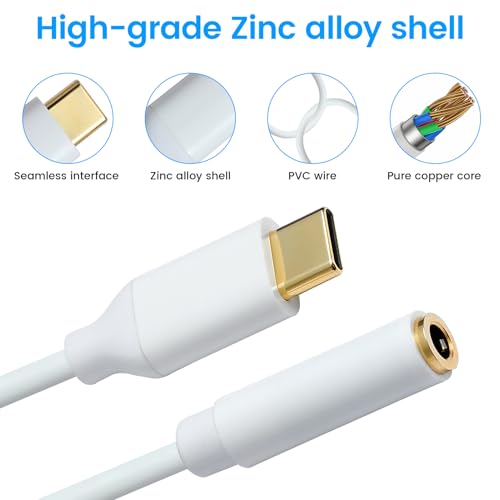 Henrety USB C to 3.5mm Female Headphone Jack Adapter, Type C to Aux Audio Dongle Cable Cord Compatible with iPhone 17 Pro Max/17 Pro, 16/15 Pro Max, 16/15 Pro, Galaxy S24/S23/S22 Ultra, iPad Pro(2 Pack) - Image 4
