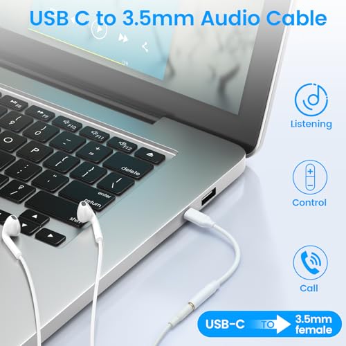 Henrety USB C to 3.5mm Female Headphone Jack Adapter, Type C to Aux Audio Dongle Cable Cord Compatible with iPhone 17 Pro Max/17 Pro, 16/15 Pro Max, 16/15 Pro, Galaxy S24/S23/S22 Ultra, iPad Pro(2 Pack) - Image 3