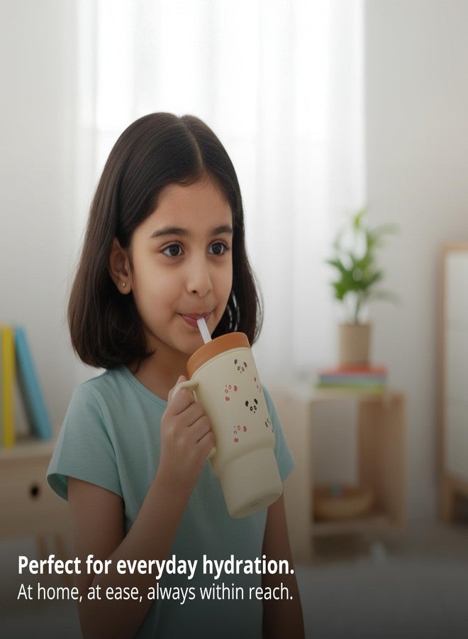 ONE AND ONLY Kids Tumbler Plastic Sippy Cup White Cartoon Themed 260 ml Sippy Cup with Straw and Leak-Resistant Lid for School/Outdoor Activities - Image 4