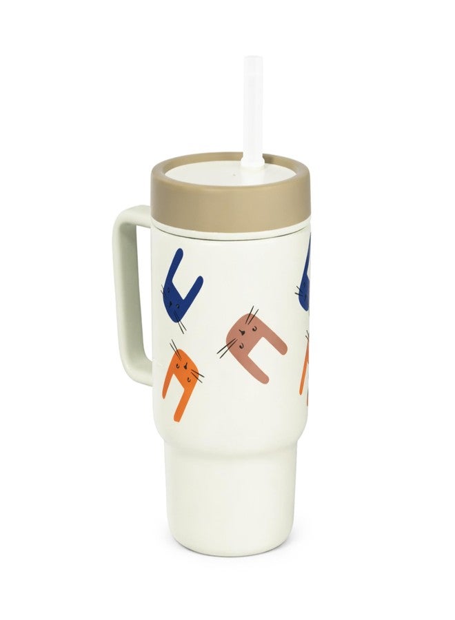ONE AND ONLY Kids Tumbler Plastic Sippy Cup White Cartoon Themed 260 ml Sippy Cup with Straw and Leak-Resistant Lid for School/Outdoor Activities - Image 1