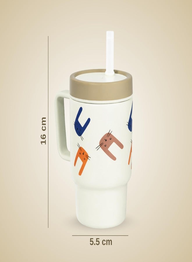 ONE AND ONLY Kids Tumbler Plastic Sippy Cup White Cartoon Themed 260 ml Sippy Cup with Straw and Leak-Resistant Lid for School/Outdoor Activities - Image 2