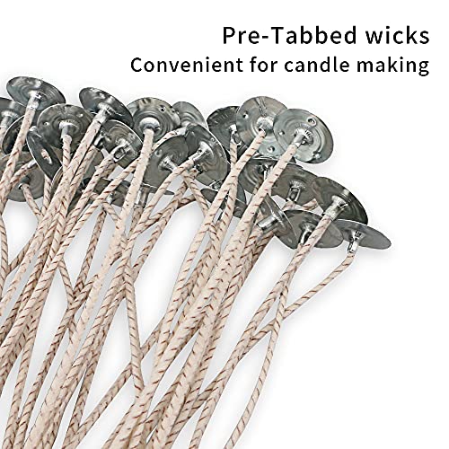 EUPNHY CD Series Candle Wicks for Soy Candles,100pcs CD 10 6" Pretabbed Wicks,Cotton & Paper Wicks for Candle Making. - Image 5