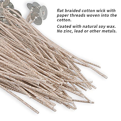 EUPNHY CD Series Candle Wicks for Soy Candles,100pcs CD 10 6" Pretabbed Wicks,Cotton & Paper Wicks for Candle Making. - Image 4