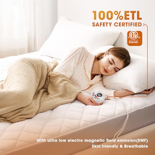 Valthie Heated Mattress Pad Queen Size,Dual Controller Electric Mattress Pad with Preheat Functions,Bed Warmer with 12 Heat Settings & 1-12 Hours Auto Shut Off,Machine Washable(60"x80",White) - Image 4