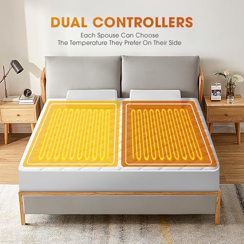 Valthie Heated Mattress Pad Queen Size,Dual Controller Electric Mattress Pad with Preheat Functions,Bed Warmer with 12 Heat Settings & 1-12 Hours Auto Shut Off,Machine Washable(60"x80",White) - Image 3