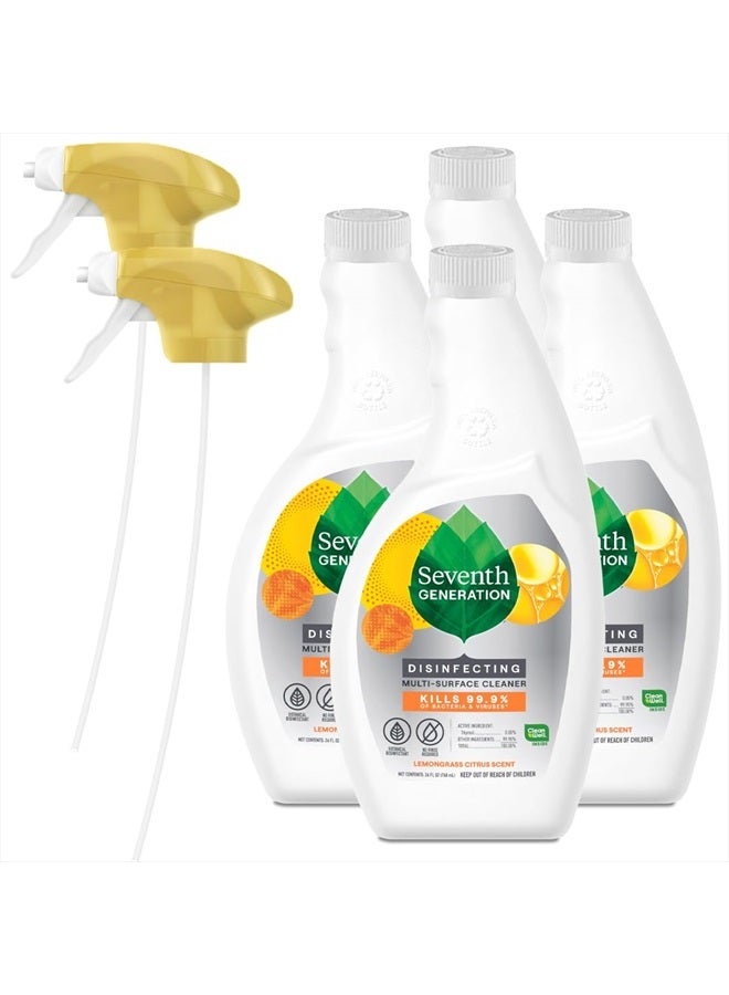 Seventh Generation Lemongrass Citrus Disinfecting Multi-Surface Cleaner - 26 Oz, (Pack of 4) (Packaging May Vary) - Image 1