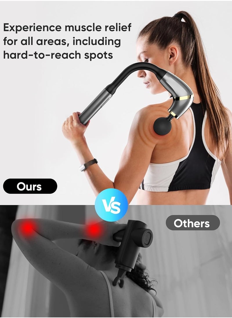 ABJ Massage Gun with Upgraded Extended Handle, Back Massager for Pain Relief Deep Tissue, with 4 Massage Heads, Percussion Massage Gun with 3 Modes & 6 Speed Levels  - Image 2