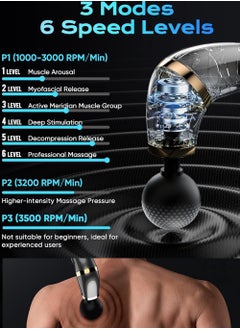 ABJ Massage Gun with Upgraded Extended Handle, Back Massager for Pain Relief Deep Tissue, with 4 Massage Heads, Percussion Massage Gun with 3 Modes & 6 Speed Levels  - Image 3