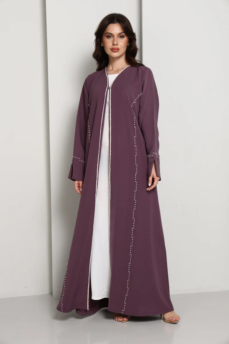 MSquare Fashion  Elegant A-Line Abaya with Thread Work Detailing I Hand-Embellished | Premium Fabric Occasion Wear for Women | Best Price UAE