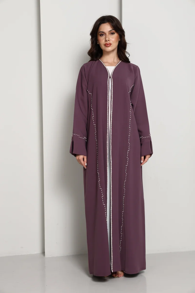 MSquare Fashion  Elegant A-Line Abaya with Thread Work Detailing I Hand-Embellished | Premium Fabric Occasion Wear for Women | Best Price UAE