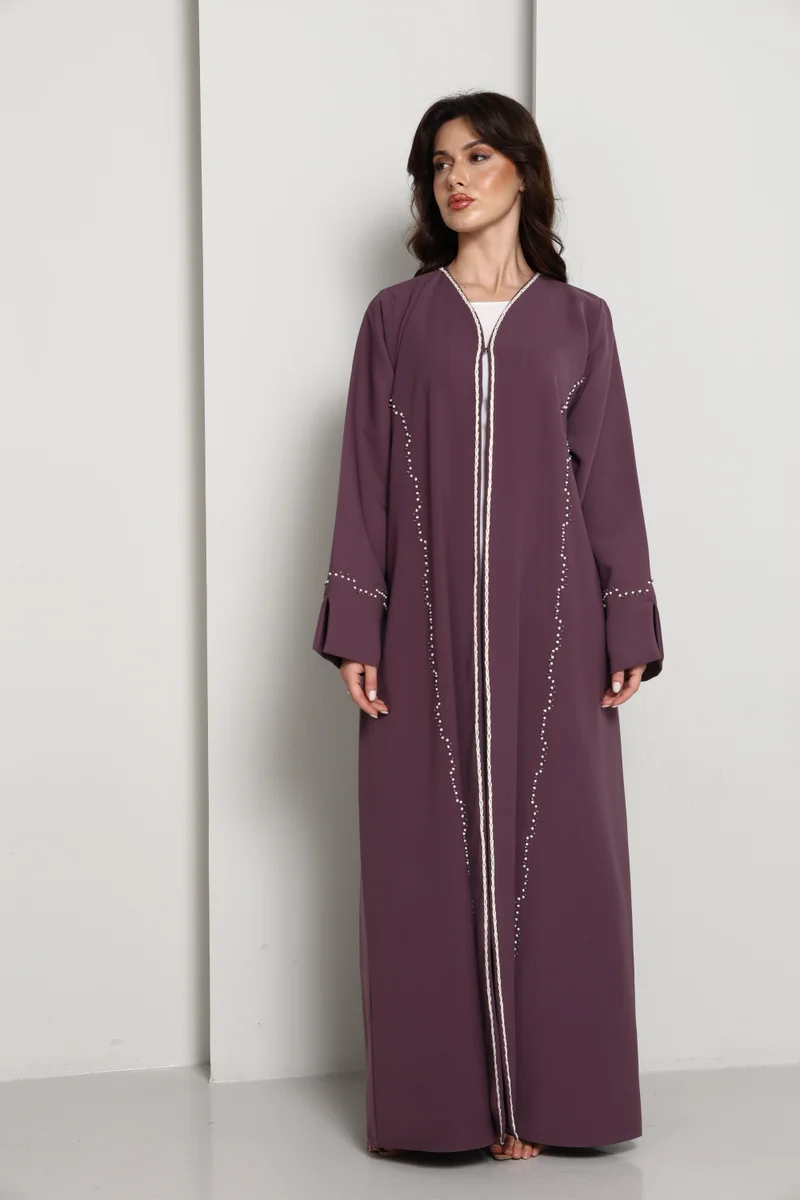 MSquare Fashion Elegant A-Line Abaya with Thread Work Detailing I Hand-Embellished | Premium Fabric Occasion Wear