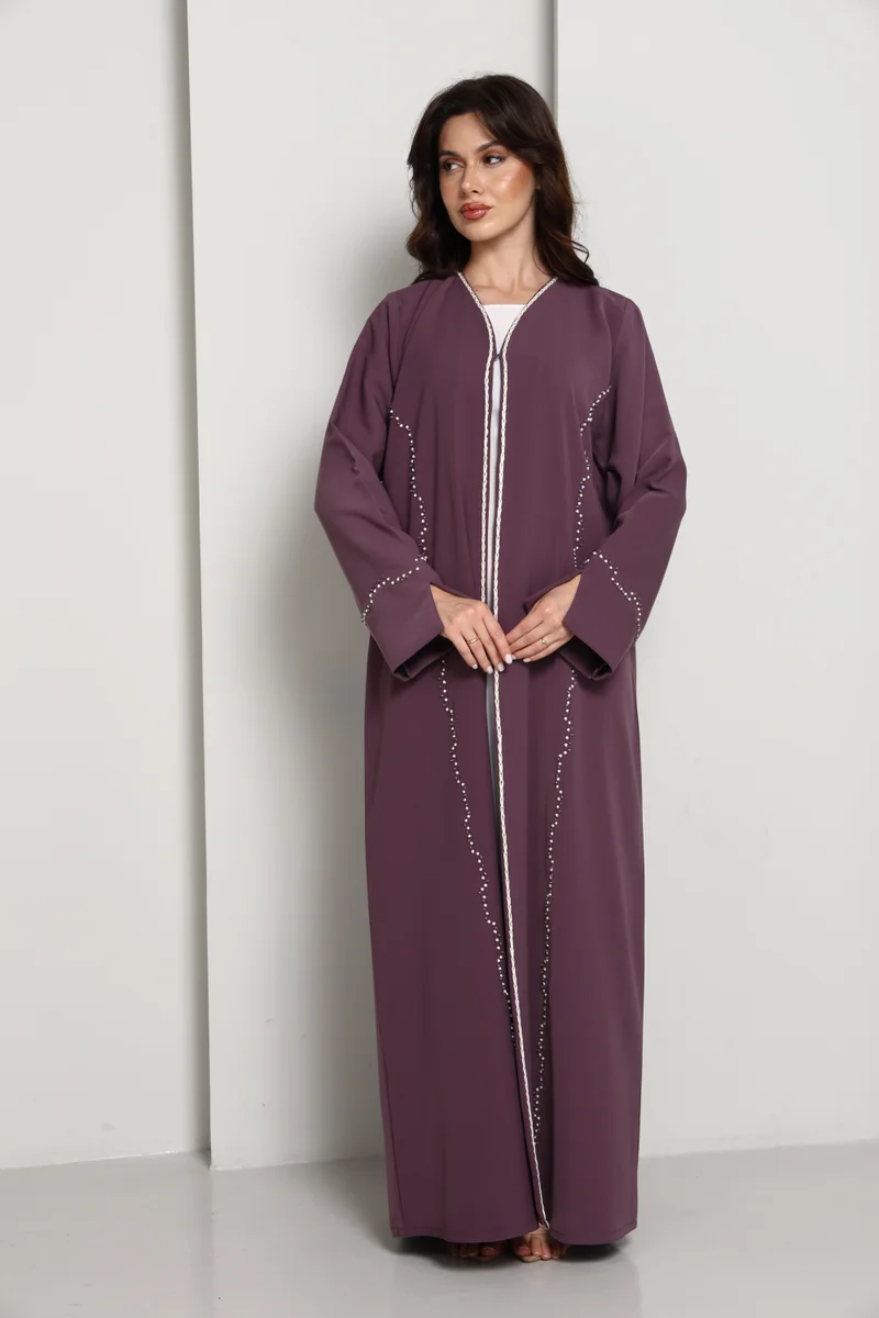 MSquare Fashion  Elegant A-Line Abaya with Thread Work Detailing I Hand-Embellished | Premium Fabric Occasion Wear for Women | Best Price UAE