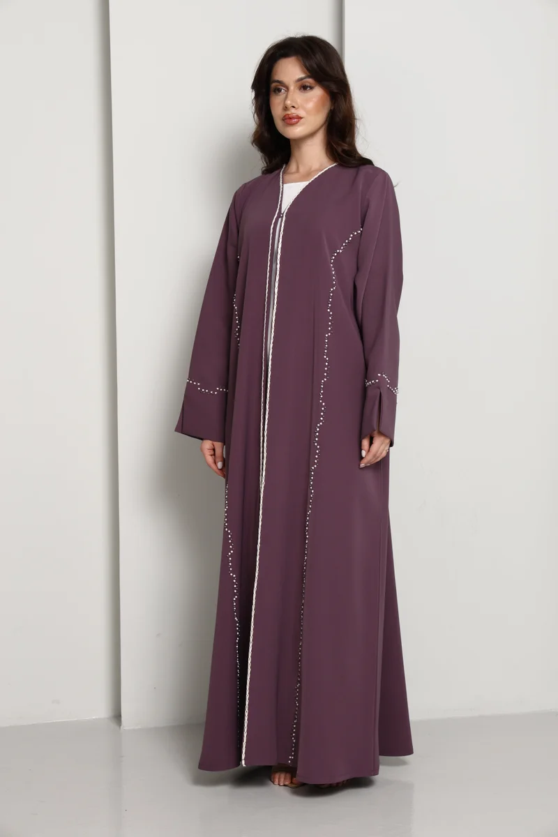 MSquare Fashion  Elegant A-Line Abaya with Thread Work Detailing I Hand-Embellished | Premium Fabric Occasion Wear for Women | Best Price UAE