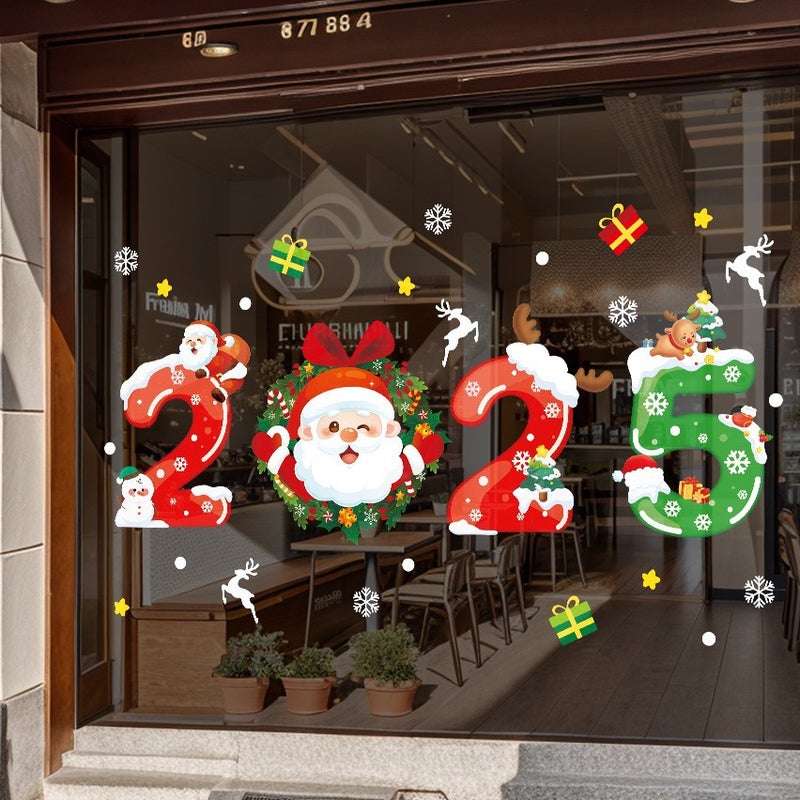 2025 Christmas Wall Stickers Electrostatic Decoration New Year'S Day Window Shop Glass Stickers Self-Adhesive Paper Door Stickers Scene Layout Windows - Image 3