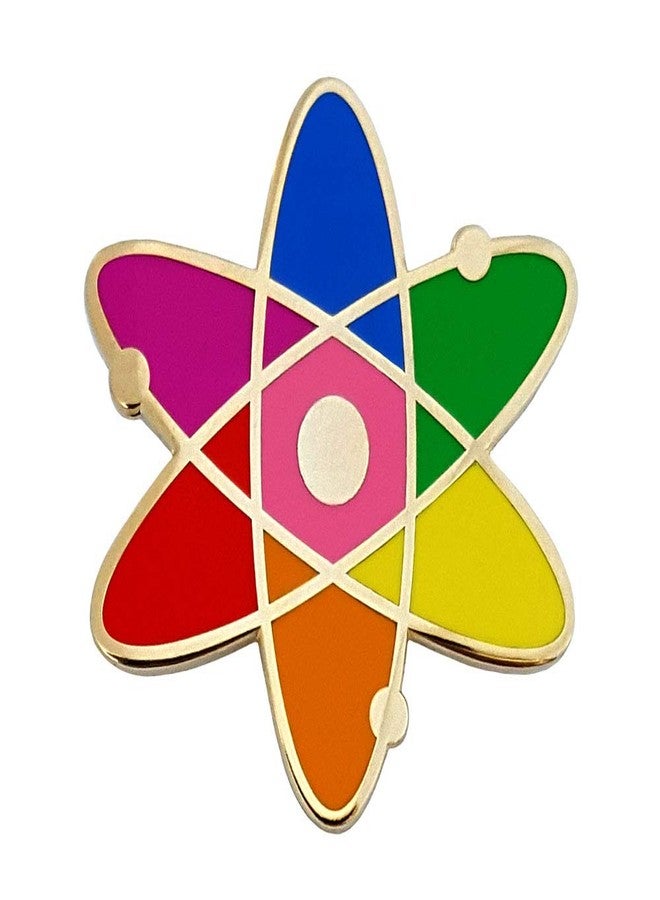 Pinsanity Atomic Symbol Rainbow Enamel Lapel Pin - Image 1