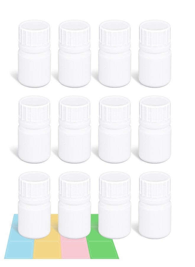ASEVAT 12 Pack Travel Pill Bottles - White Food Grade Plastic with Screw Caps & Labels, Small Pill Organizer for Pills, Vitamins, Capsules - Image 1