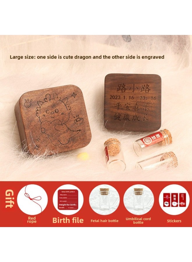 Umbilical Cord Collection Box Fetal Hair Souvenir Making Fetal Hair Preservation Bottle Baby Rabbit Navel Newborn Baby Storage-Specifications:Large- Walnut Square Box-cute Dragon-fetal Hair Bottle Umbilical Cord Bottle  - Image 1
