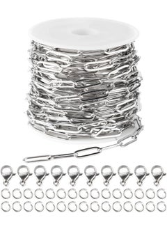 Generic 16.4 Feet Stainless Steel Paper Clip Chains for Jewelry Making Necklaces Bracelet Anklet Oval Soldered Link Chain Bulk with Jump Rings Lobster Clasps 14mm×4.5mm  - Image 1