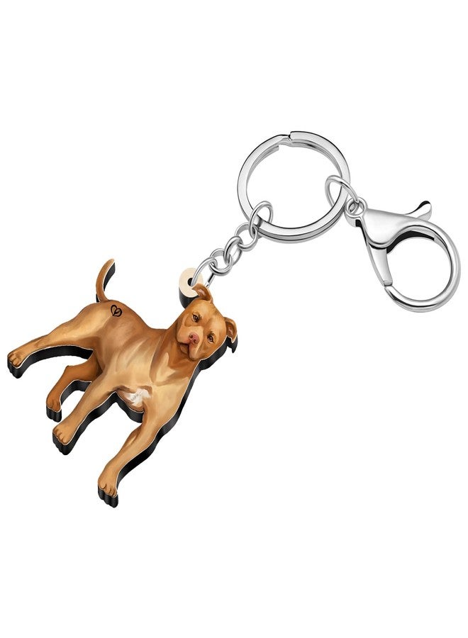 DUOWEI Cute Boho Pitbull Puppy Keychain Key Ring Pit Bull Dog Mom Gifts for Women Girl Dog Lovers Car Keys Wallet Accessories (Brown) - Image 3