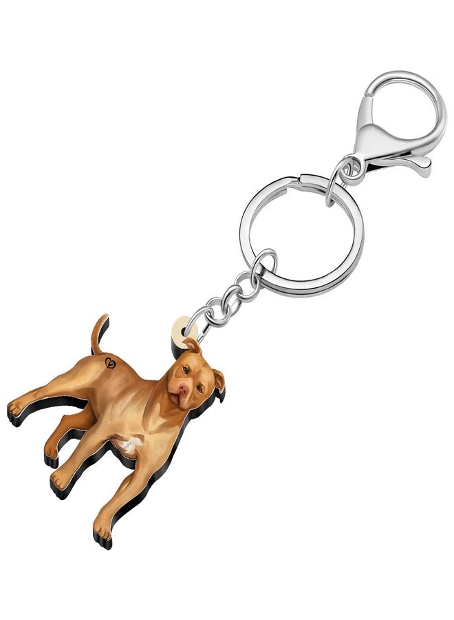 DUOWEI Cute Boho Pitbull Puppy Keychain Key Ring Pit Bull Dog Mom Gifts for Women Girl Dog Lovers Car Keys Wallet Accessories (Brown) - Image 4