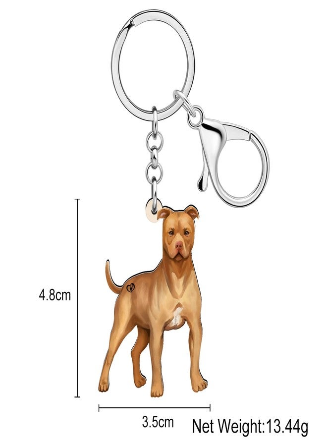 DUOWEI Cute Boho Pitbull Puppy Keychain Key Ring Pit Bull Dog Mom Gifts for Women Girl Dog Lovers Car Keys Wallet Accessories (Brown) - Image 5
