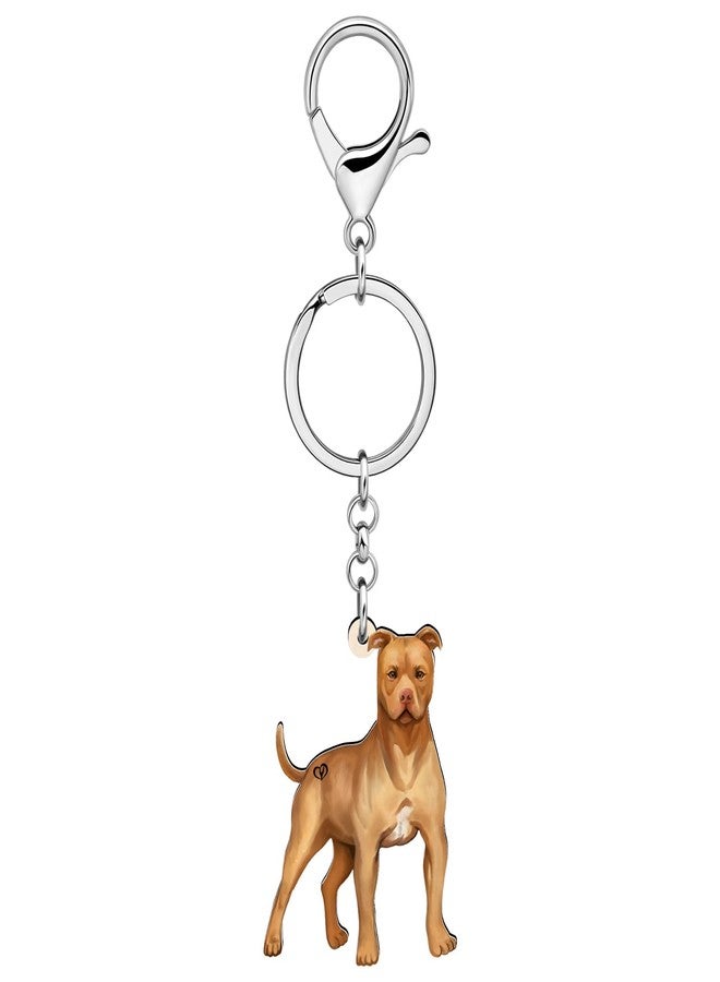DUOWEI Cute Boho Pitbull Puppy Keychain Key Ring Pit Bull Dog Mom Gifts for Women Girl Dog Lovers Car Keys Wallet Accessories (Brown) - Image 2