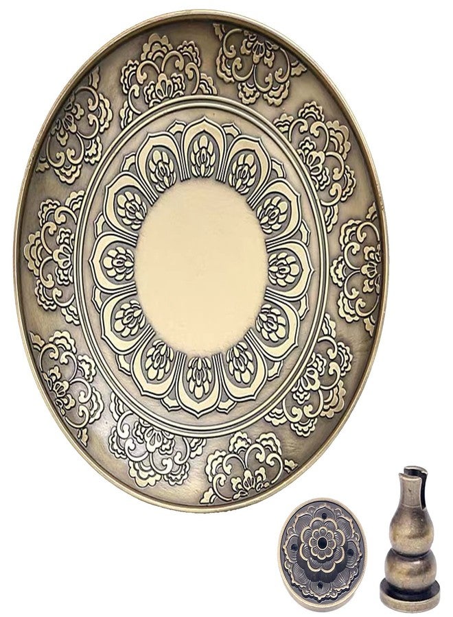 Amitofo Brass Plate Incense Holder Set- 3 in 1 Incense Burner - for Smudging Bowl, Offering Bowl, Incense Burner Holder, Ash Catcher,Jewelry Dish - Image 1