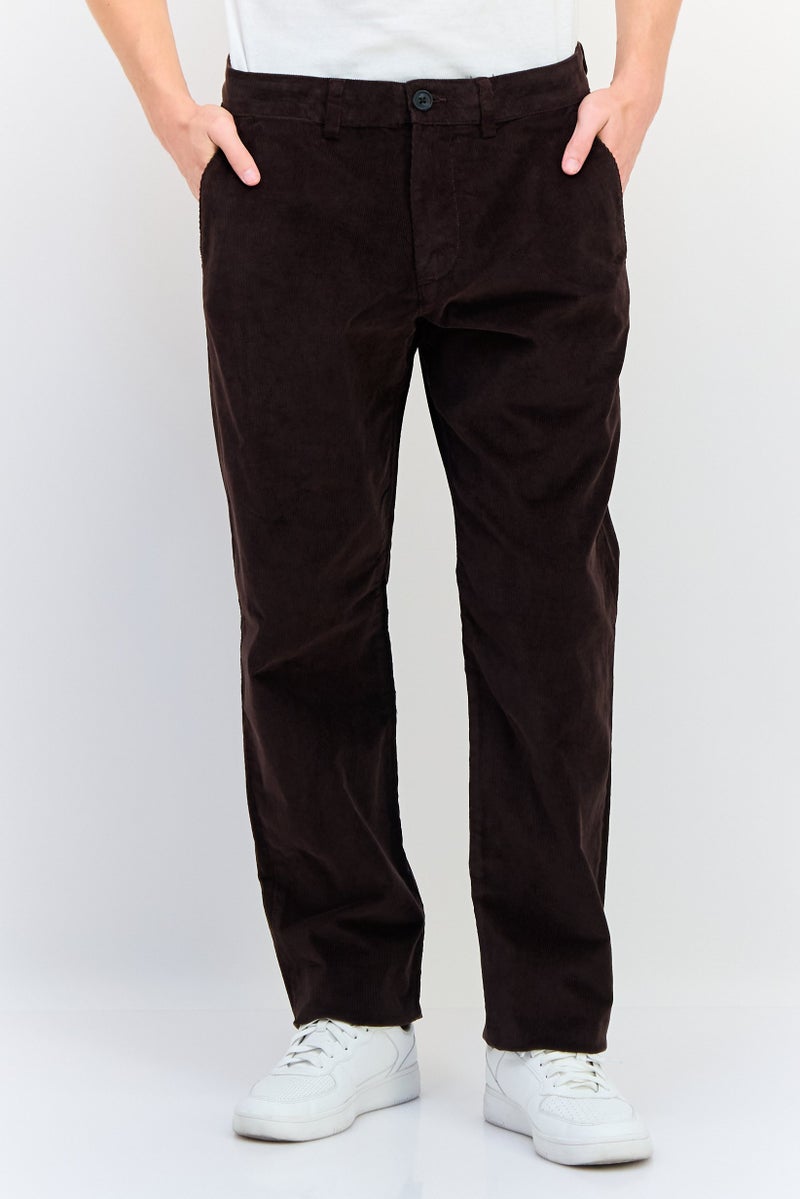Selected Homme Men Regular Fit Corduroy Pants, Dark Brown - Image 1