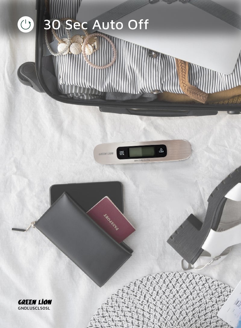 GREEN LION Digital Luggage Scale with Digital Display & Tare Function / 50 Kg Max Capacity / Auto Shut Off / Overload Indicator / Stainless Steel Material / Low Battery Indicator - Silver - Image 4