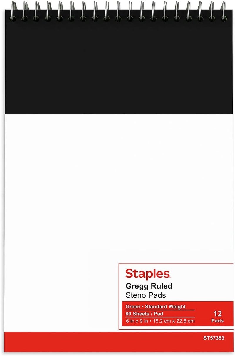 Staples Green Paper Steno Pads, Gregg Ruled, 6" x 9", 12/Pack - Image 3