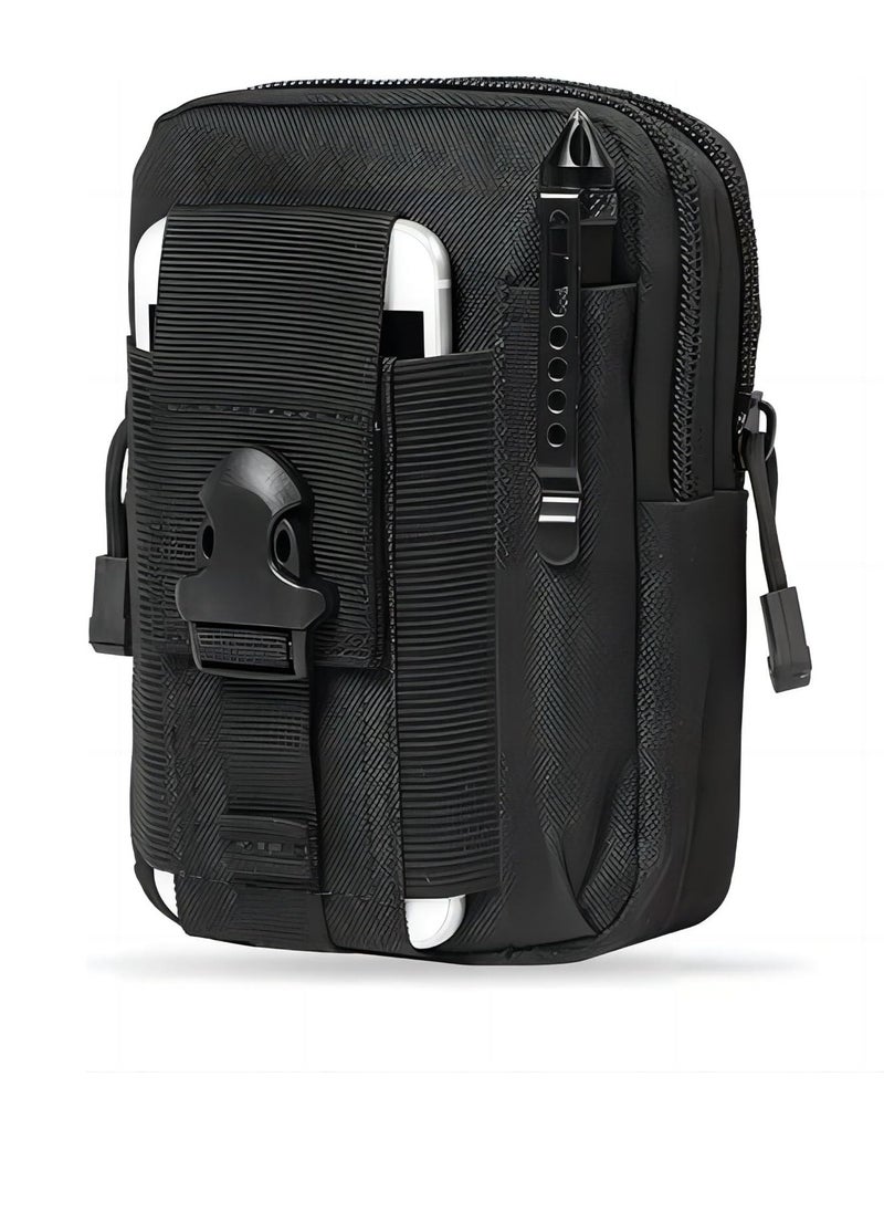 Cool Baby Style COOLBABY Tactical Pouch Waist Bag Utility Belt Mobile Phone Pouch EDC Case Organizer with Cellphone Holster for Cycling, Running, Hiking (Black)  - Image 1