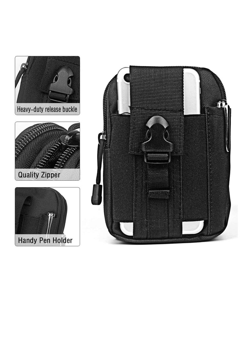 Cool Baby Style COOLBABY Tactical Pouch Waist Bag Utility Belt Mobile Phone Pouch EDC Case Organizer with Cellphone Holster for Cycling, Running, Hiking (Black)  - Image 3