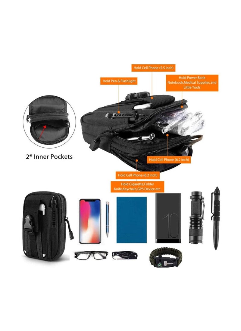 Cool Baby Style COOLBABY Tactical Pouch Waist Bag Utility Belt Mobile Phone Pouch EDC Case Organizer with Cellphone Holster for Cycling, Running, Hiking (Black)  - Image 5