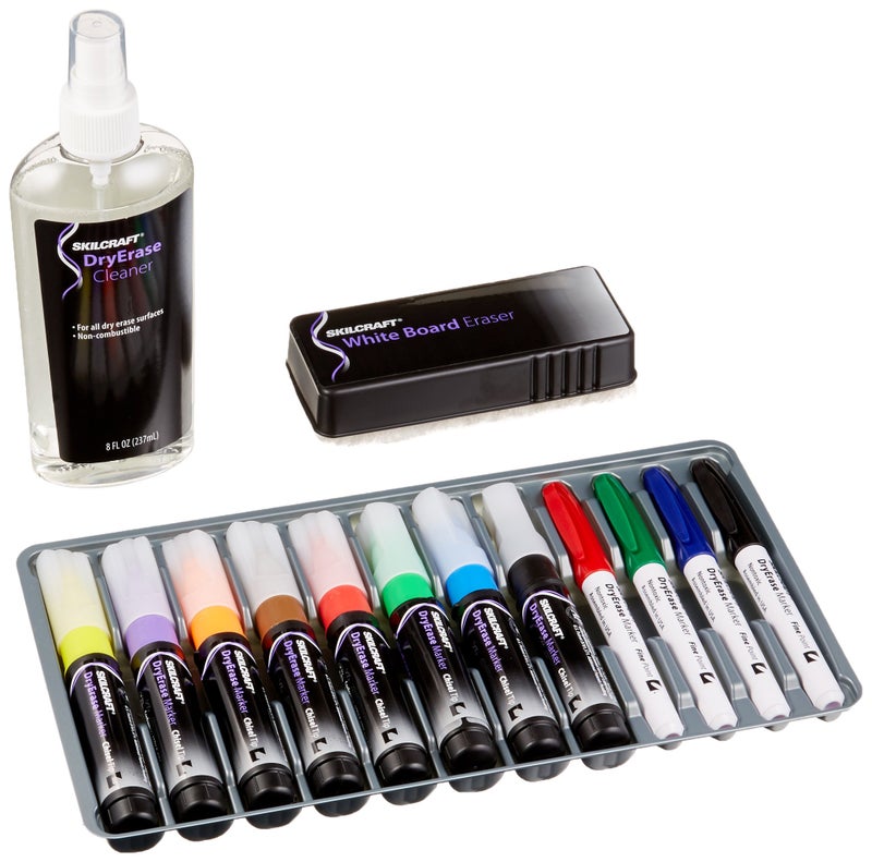 SKILCRAFT DryErase 12Color Marker System NSN3656126