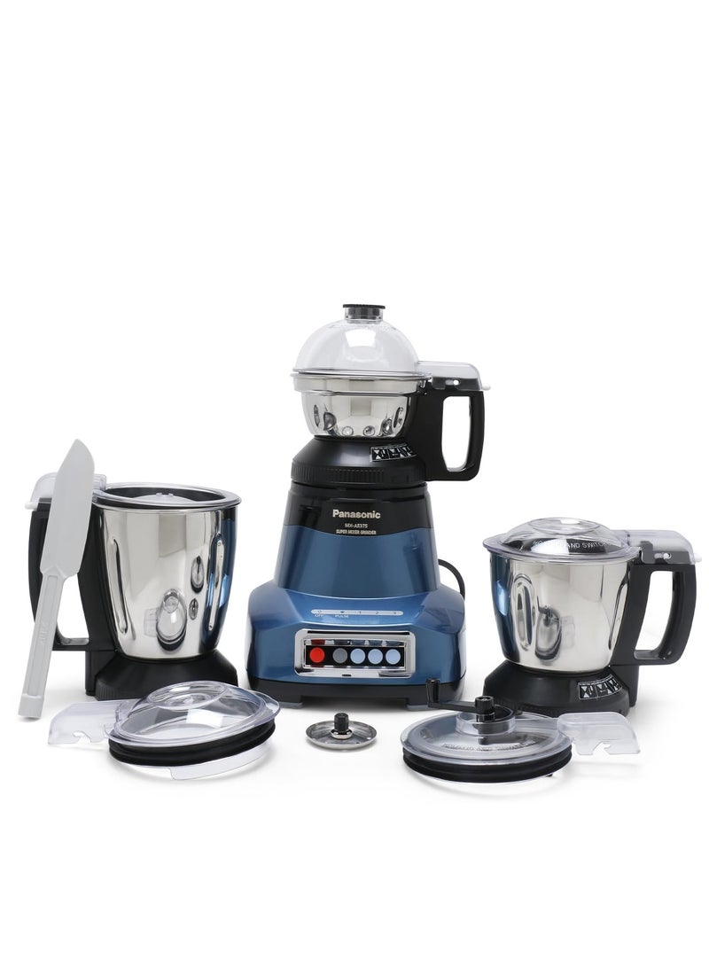 Panasonic MX-AE375 (Blue) Monster 750 watts super mixer grinder with 3 stainless steel jar  - Image 1