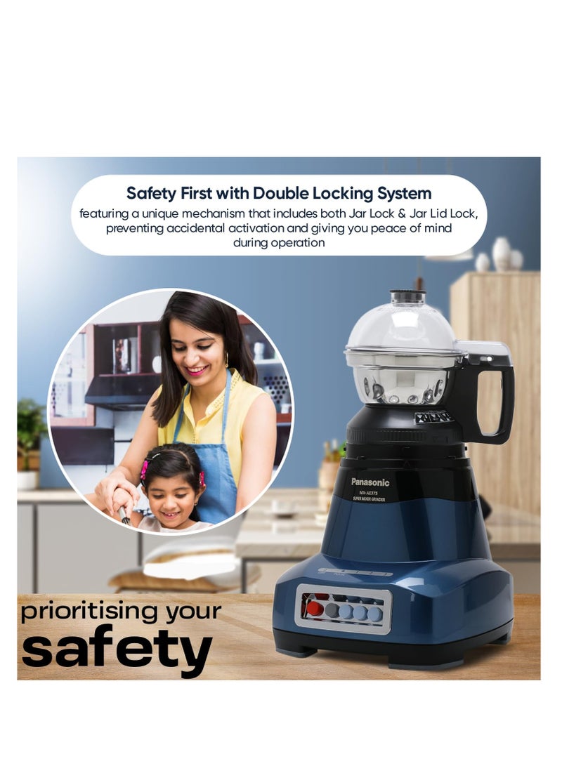 Panasonic MX-AE375 (Blue) Monster 750 watts super mixer grinder with 3 stainless steel jar  - Image 3