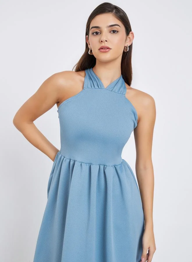 Styli Styli Women Light Blue Cross Back Maxi Dress