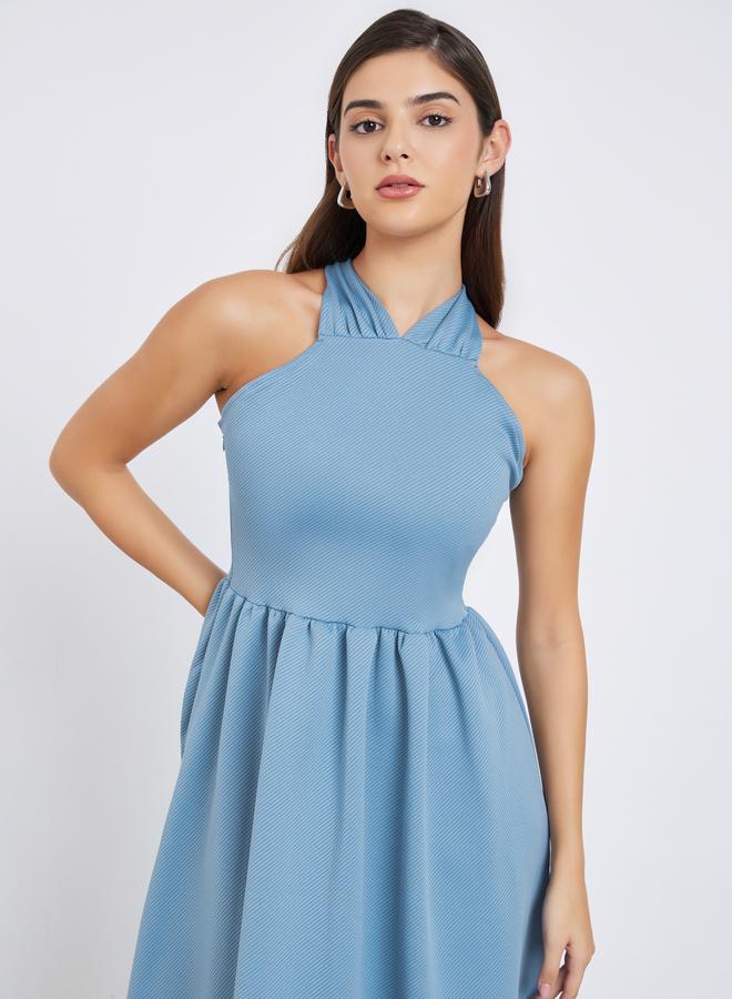 ستايلي فستان ماكسي نسائي أزرق فاتح بظهر متقاطع - Image 3