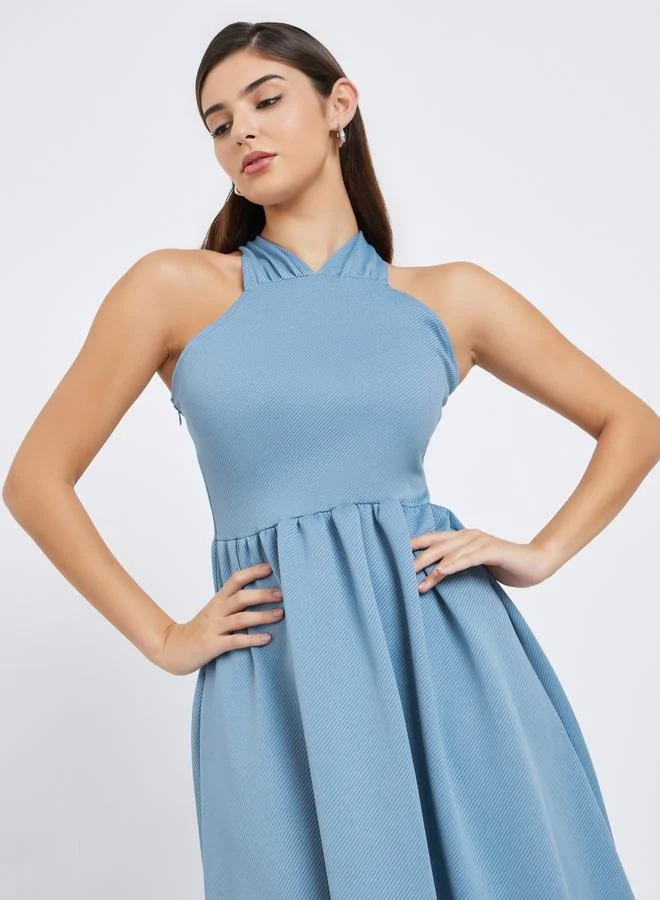 Styli Styli Women Light Blue Cross Back Maxi Dress
